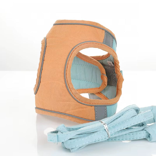 Dog Cat Harness Vest with Walking Lead Leash Adjustable Puppy Kitten Collar Cotton Soft Harness for Small Medium Dogs Chihuahua