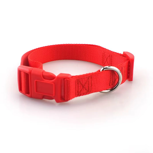 Classic Solid Pet Dog Collar Basic Nylon Dog Cat Collars for Small Medium Dogs Can Match Leash & Harness with Quick Snap Buckle